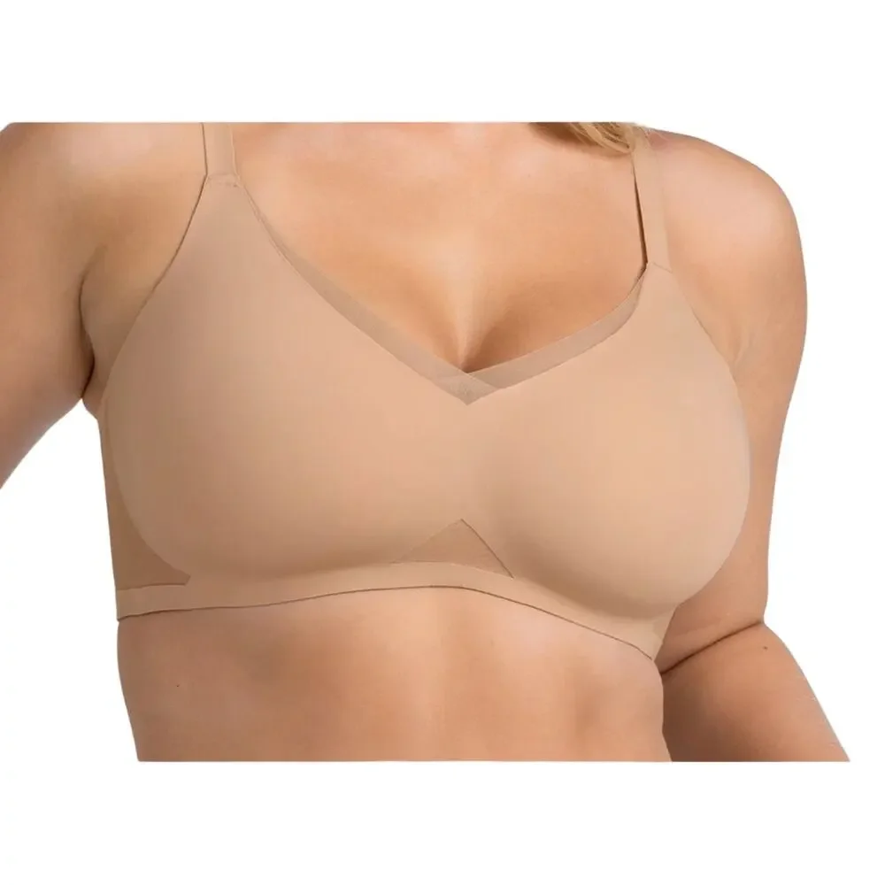 Honeylove LiftWear CrossOver Bra Wireless Support Shapewear NWT Sand Nude 42C